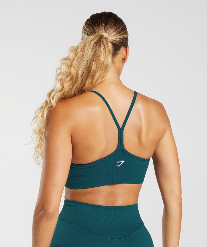 Women's Gymshark Sweat Seamless Sports Bra Turquoise | NZ 4XNFJE